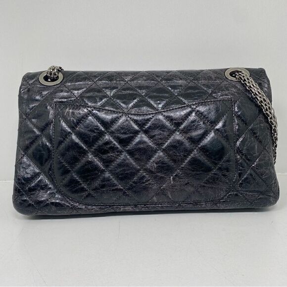 Chanel reissue 2.55 Flag Bag Quilted Glazed Calf Skin Silver Jumbo - Picture 3 of 12